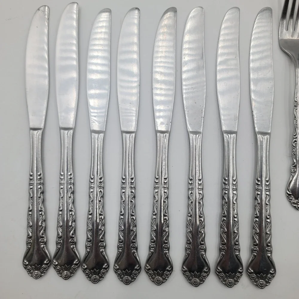 43pc Estia ESI18 Silverware Flatware Set Stainless Steel Floral Scroll Pattern